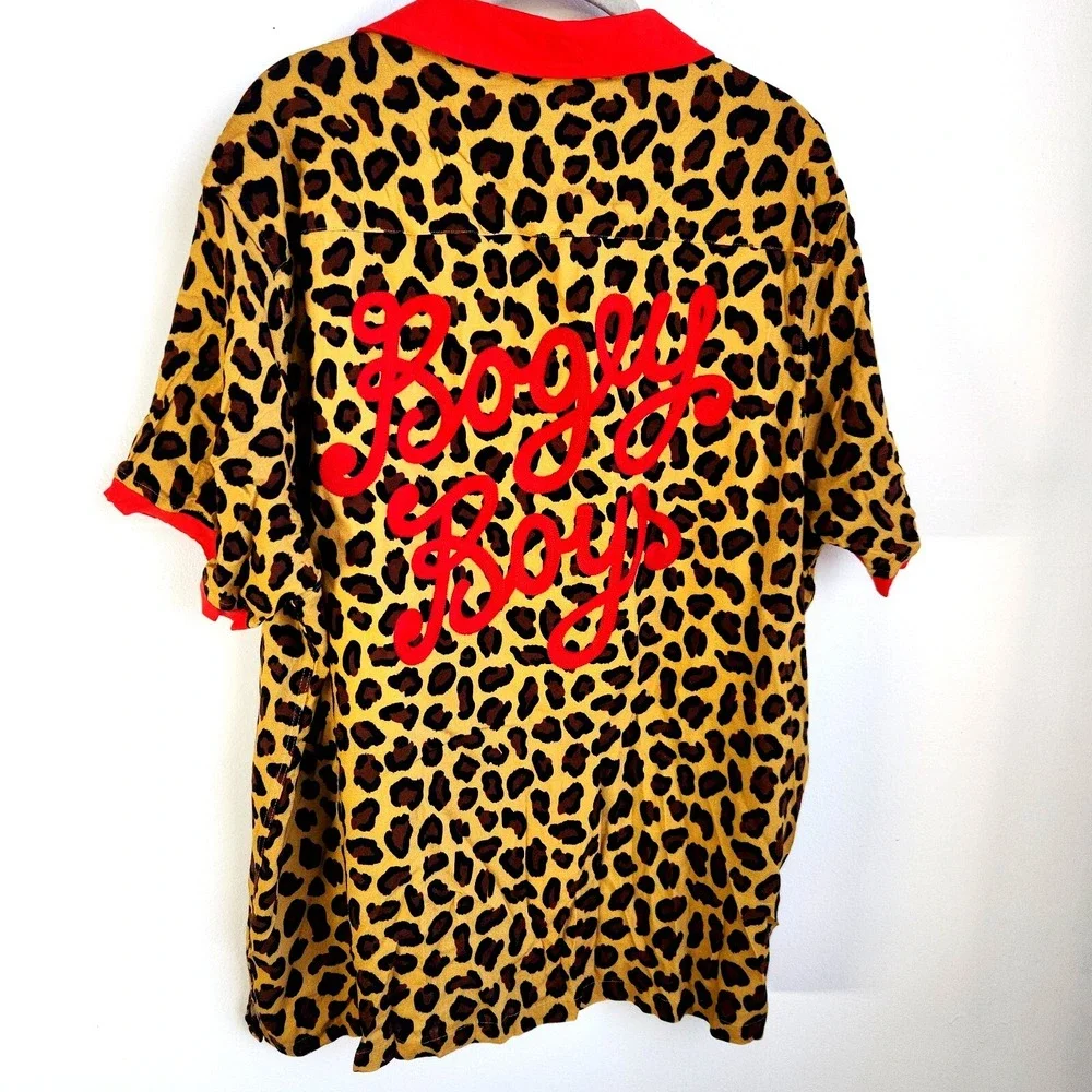 HTF Bogey Boys Leopard Spot Camp Shirt Collar Rayon XL Resort Urban Streetwear - Picture 7 of 10